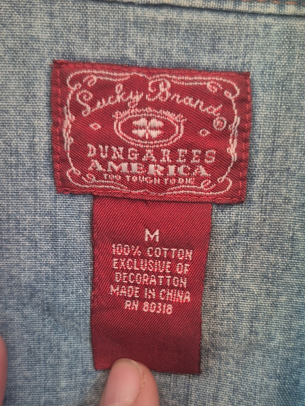 Lucky Brand RARE Dungarees Denim western shirt snap buttons jeans - Picture 3 of 14